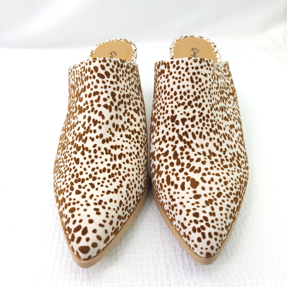 Qupid Block Heel Mules Animal Print Pointed Toe A… - image 2